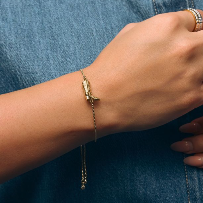 Gold Cowboy Boot Slider Bracelet