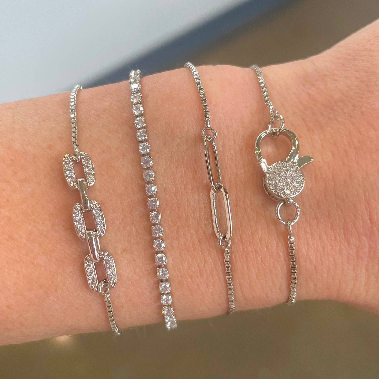 Nikki Smith Steph Silver Diamond Chain Slider Bracelet