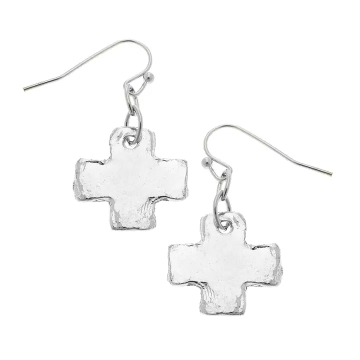 Susan Shaw Mini Square Cross Earrings