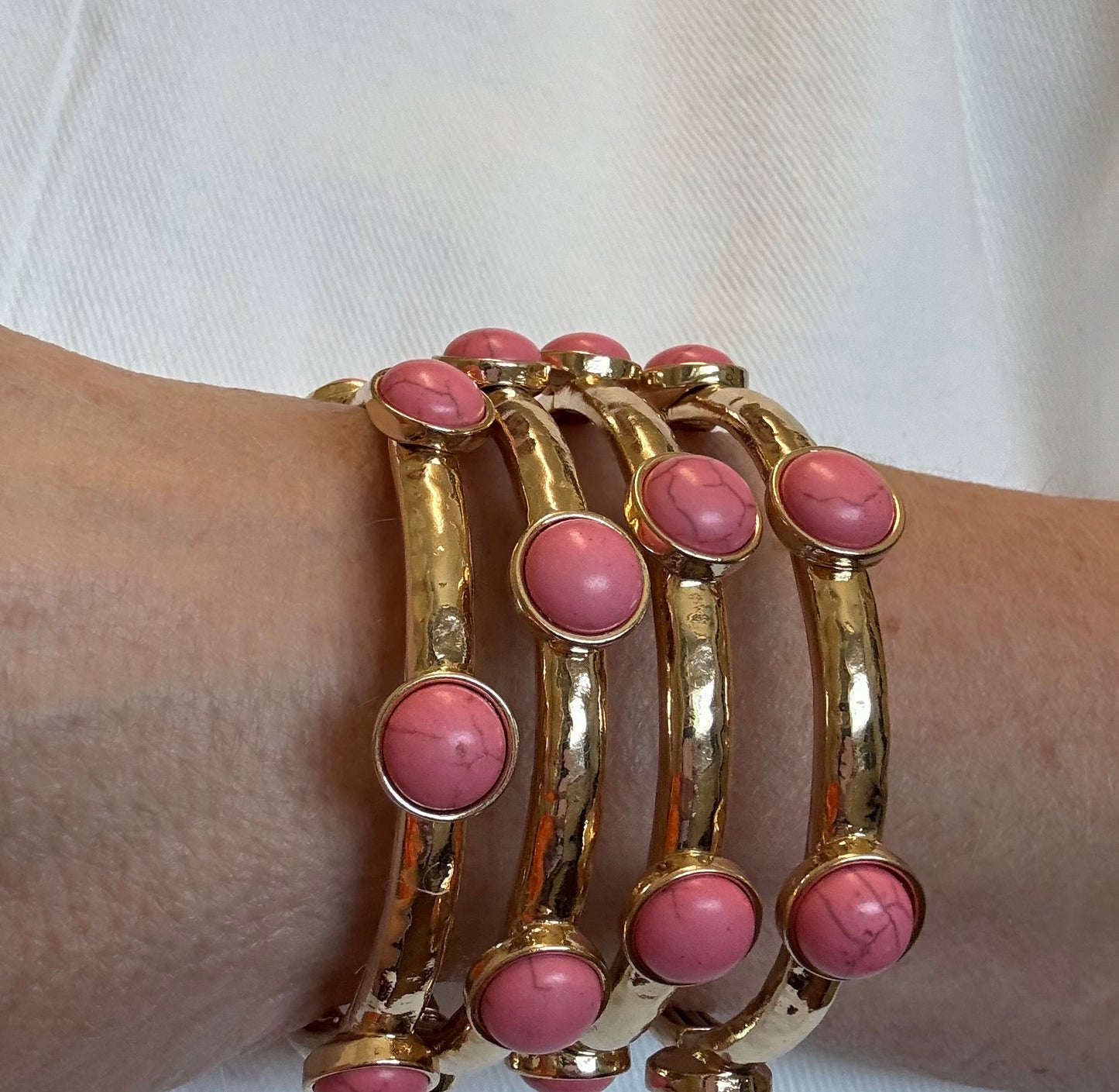 Gold and Pink Bead Bracelet