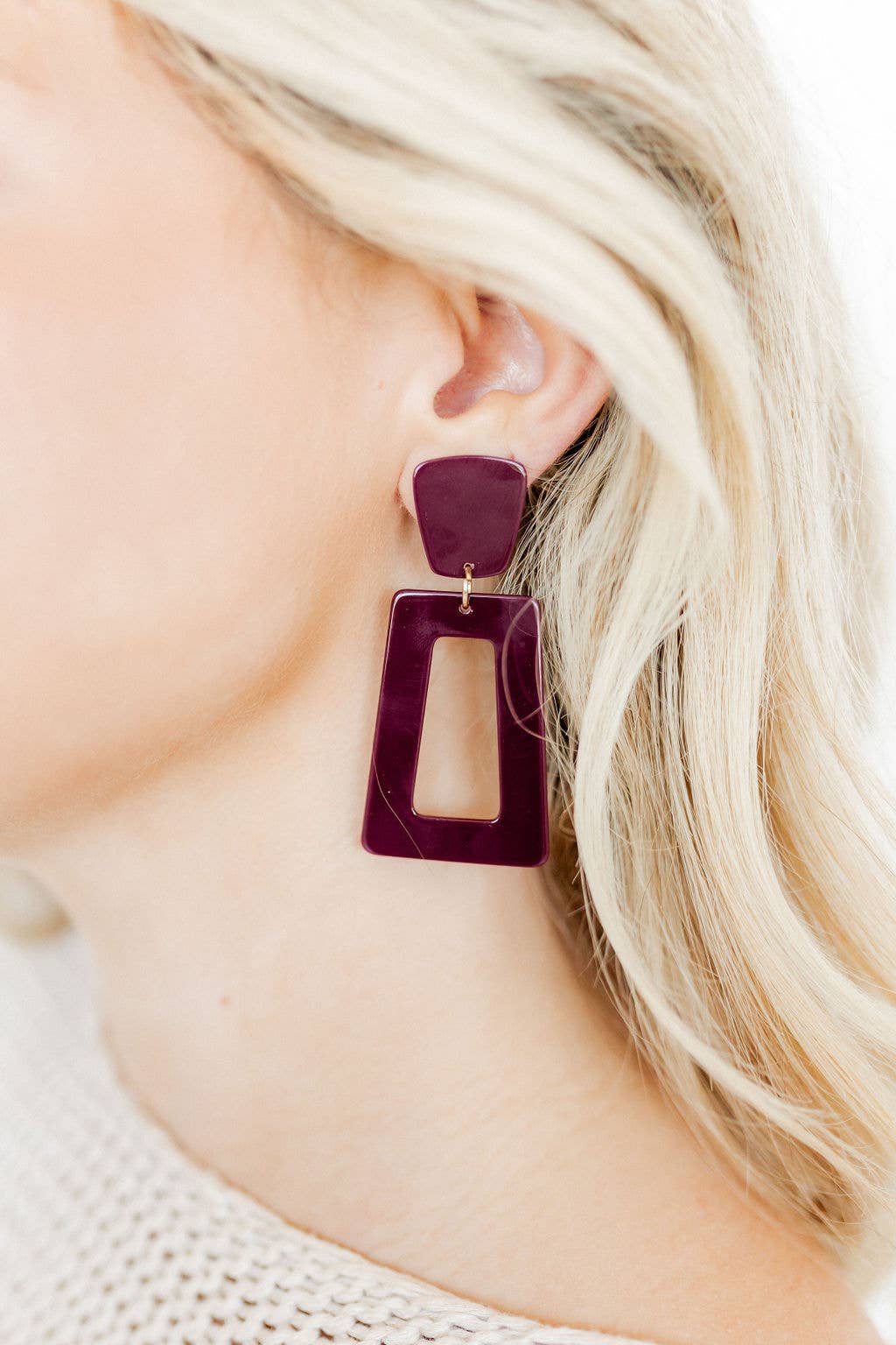 Kennedy Statement Earrings - Maroon