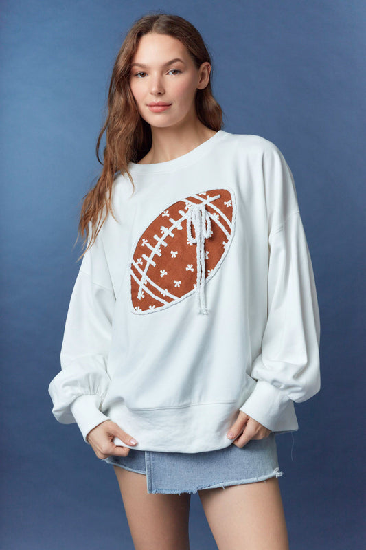 Bow Twill Football Sweatshirt