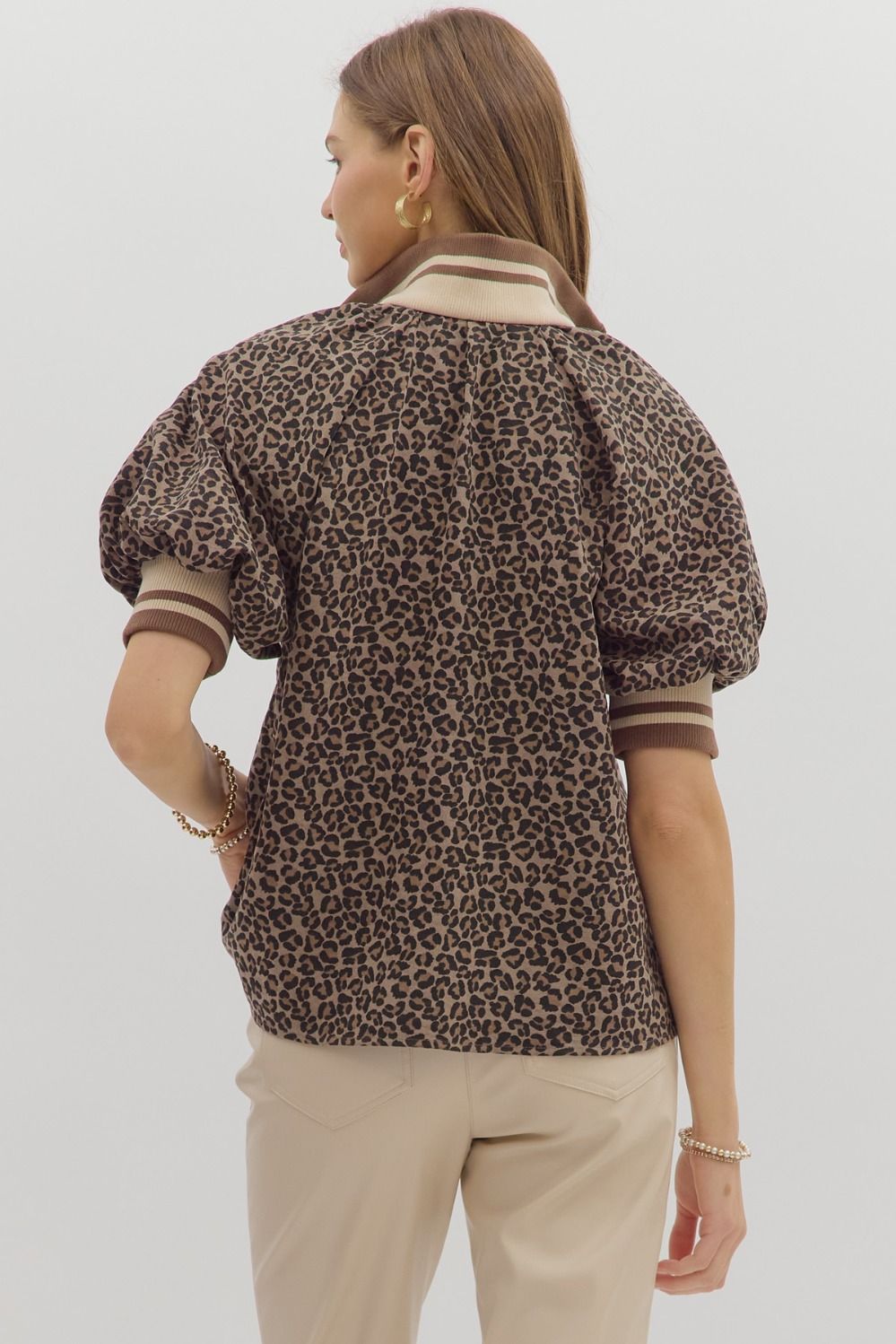 Fallon Leopard Puff Sleeve Top