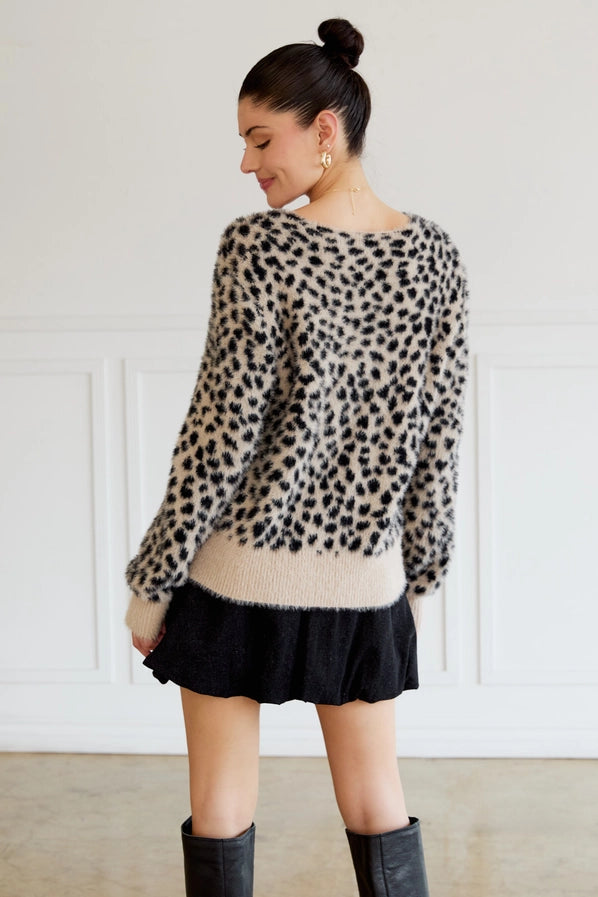 Bexley Front Tie Animal Sweater Cardigan