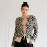 Bexley Front Tie Animal Sweater Cardigan