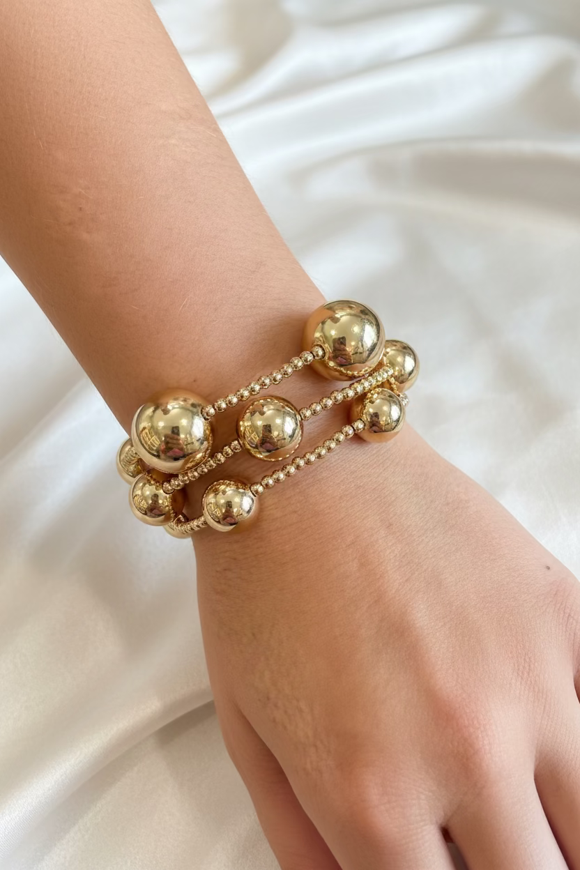 Gold Beaded Stretch Bracelet