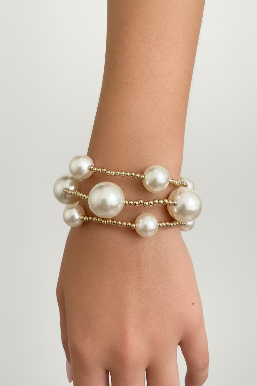 Pearl and Gold Stretch Bracelet