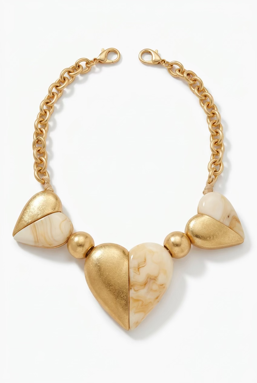 Triple Heart Statement Necklace