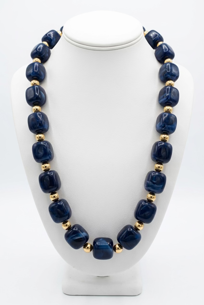Navy Beaded Necklace