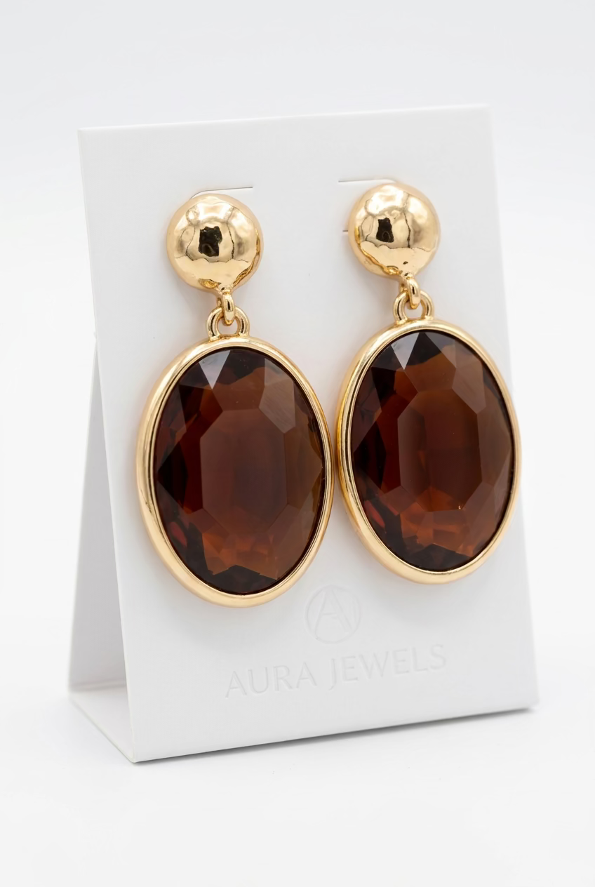 Brown Jewel Drop Earrings