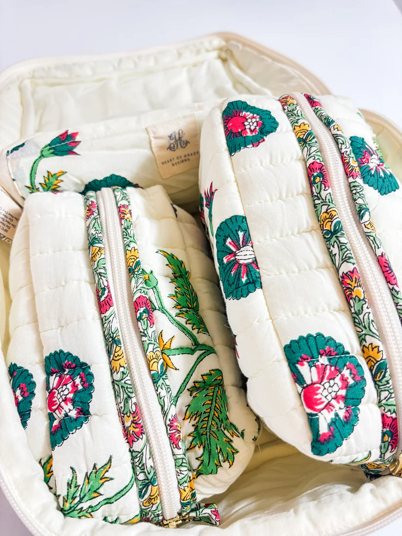 Quilted Cosmetic Bag Set