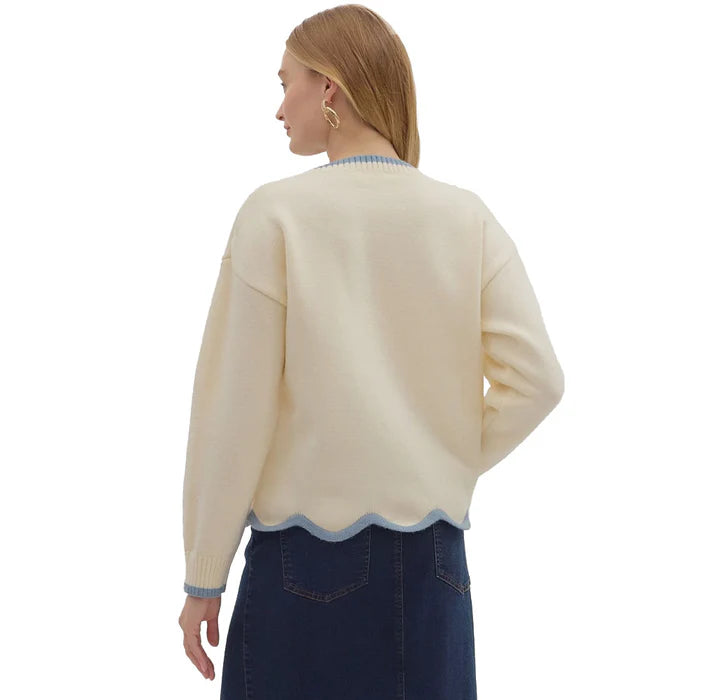 Joleigh Scalloped Trimmed Sweater