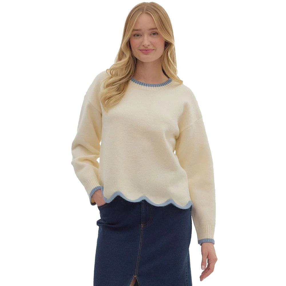 Joleigh Scalloped Trimmed Sweater