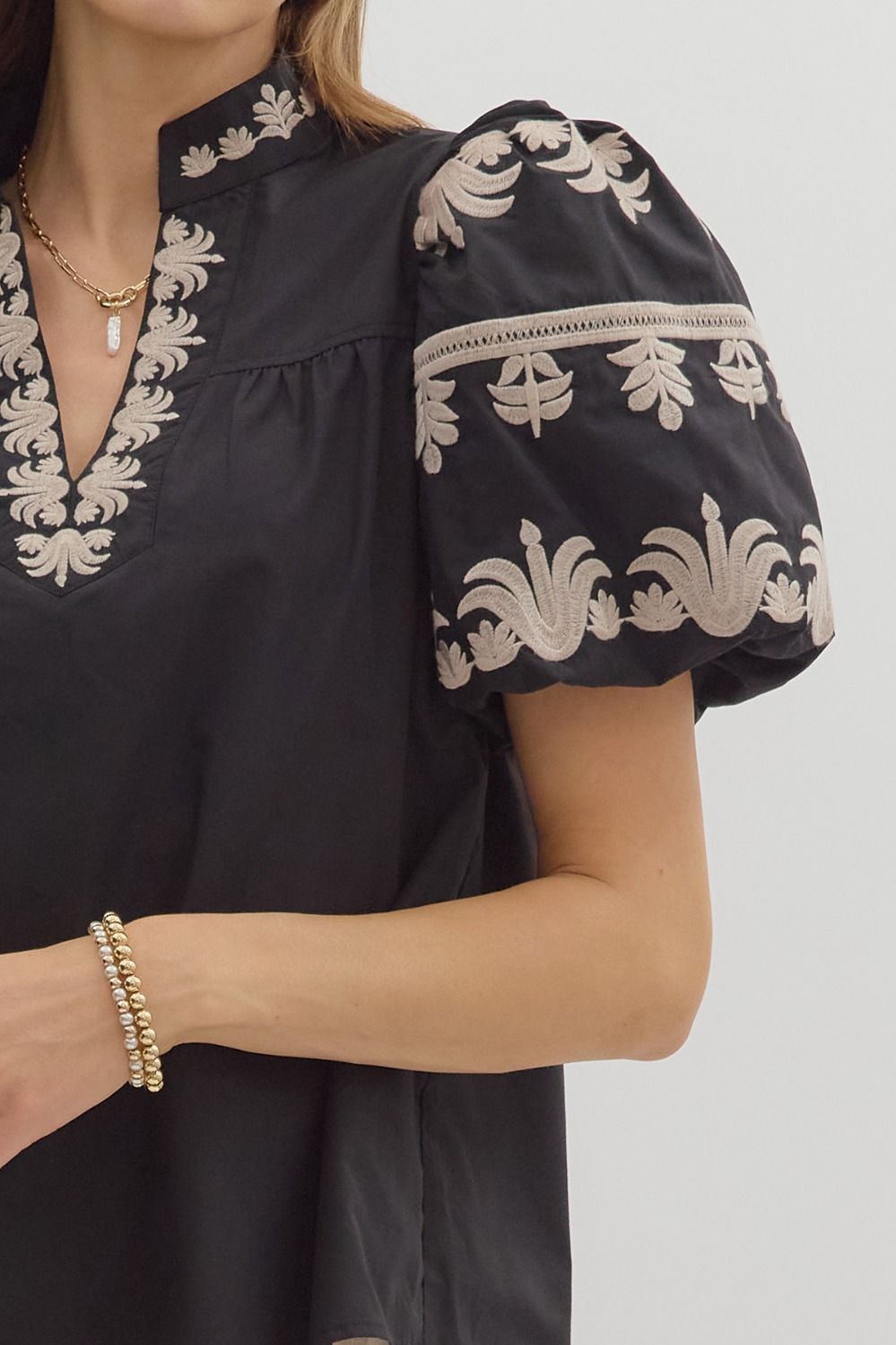 Margo Short Sleeve Embroidered Top