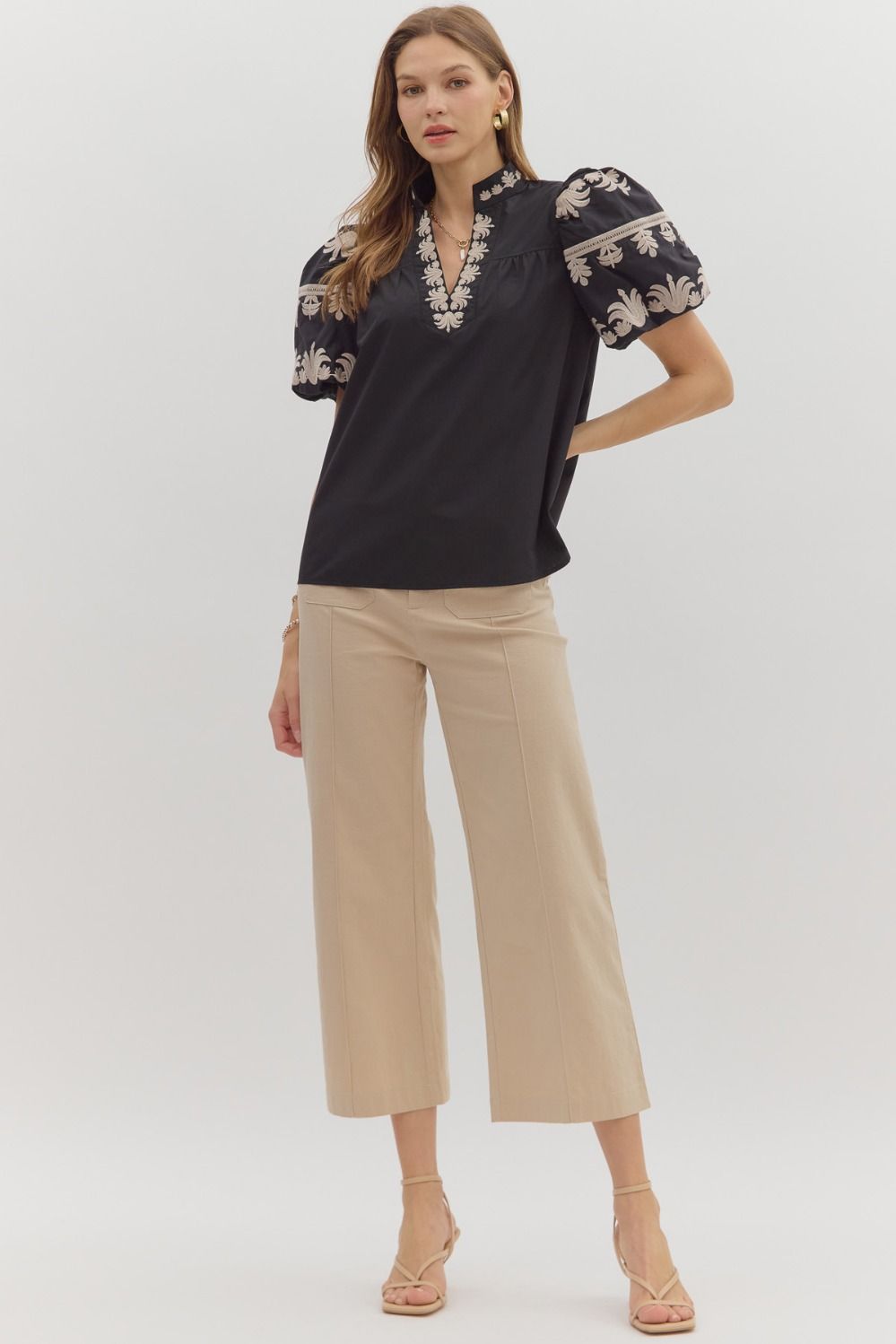 Margo Short Sleeve Embroidered Top