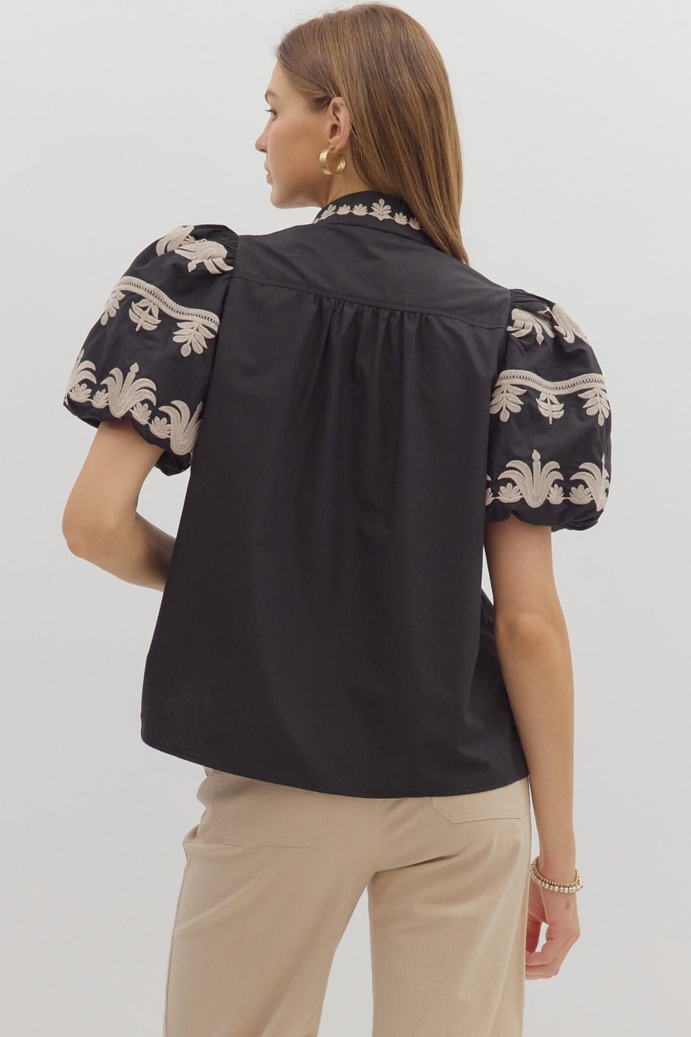 Margo Short Sleeve Embroidered Top