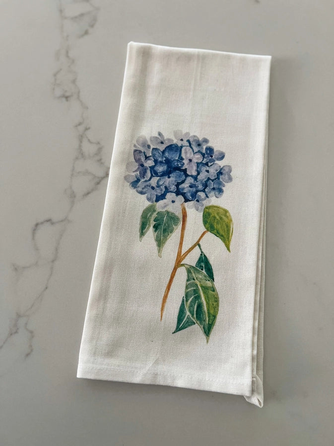 Royal Blue Hydrangea Flour Sack Tea Towel