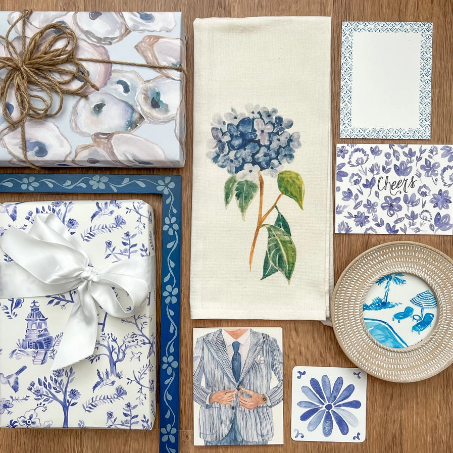 Royal Blue Hydrangea Flour Sack Tea Towel