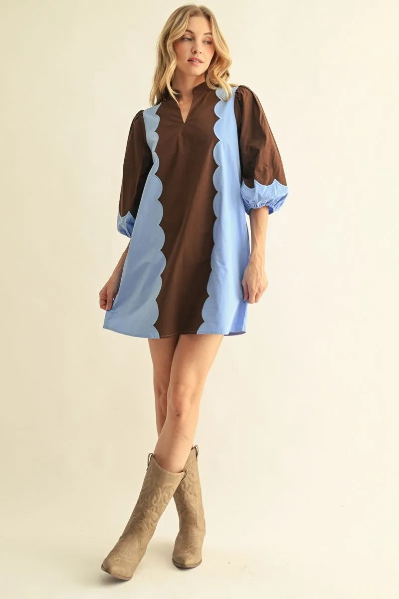Scalloped Contrast Dress