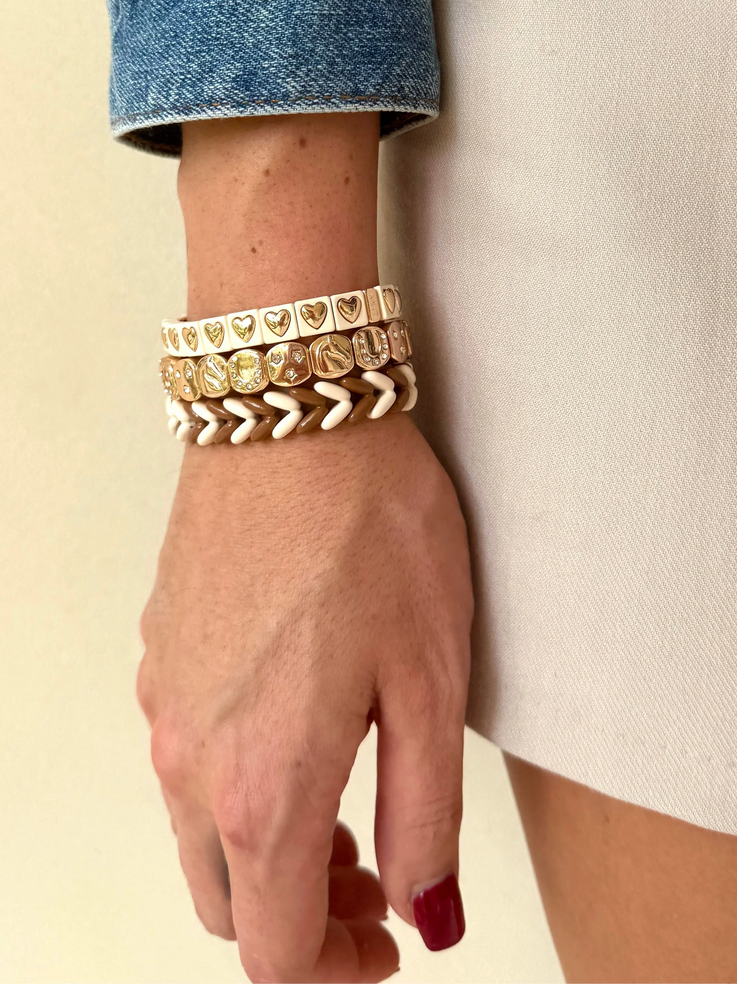 Ivory and Gold Bubble Heart Bracelet