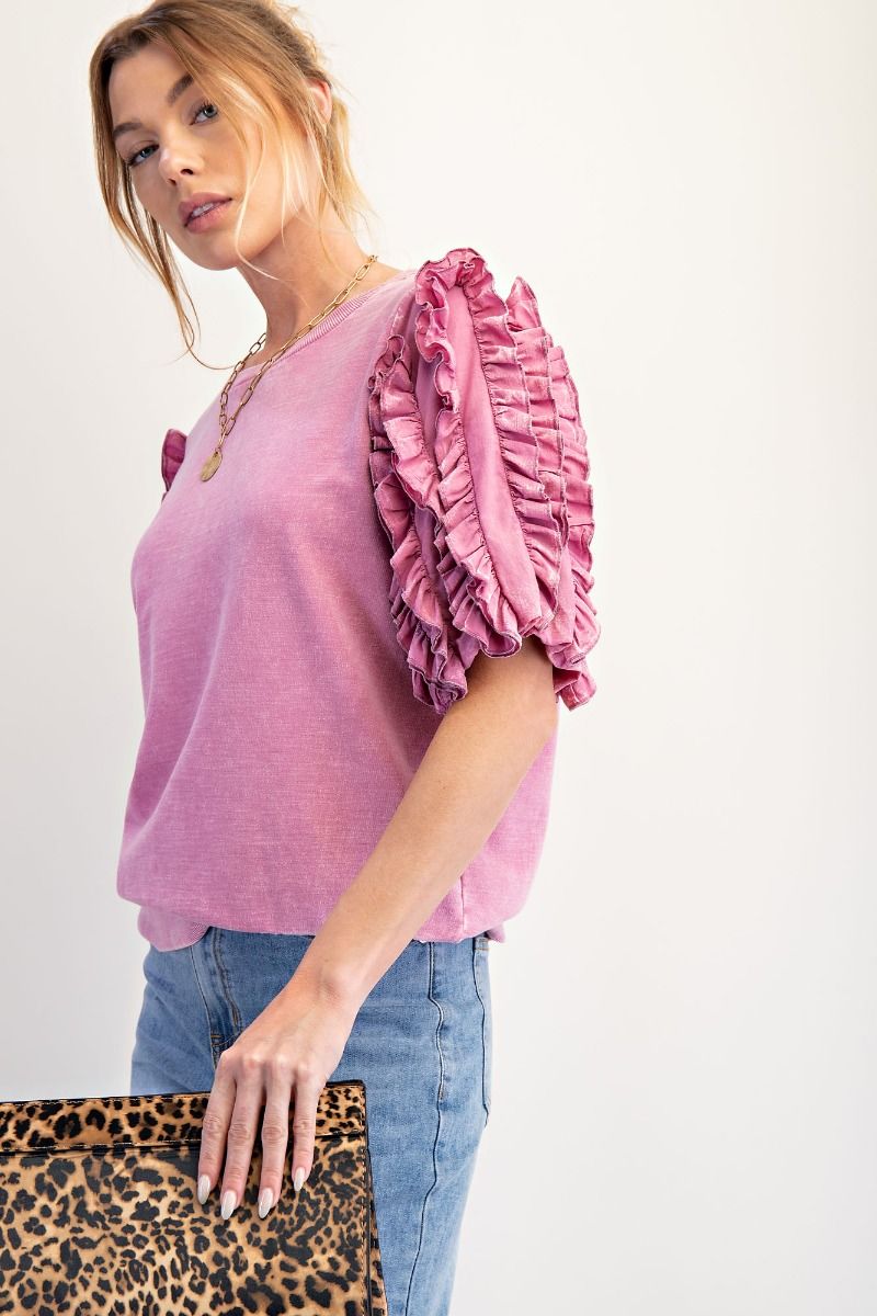 Campbell Ruffled Short Sleeve Top