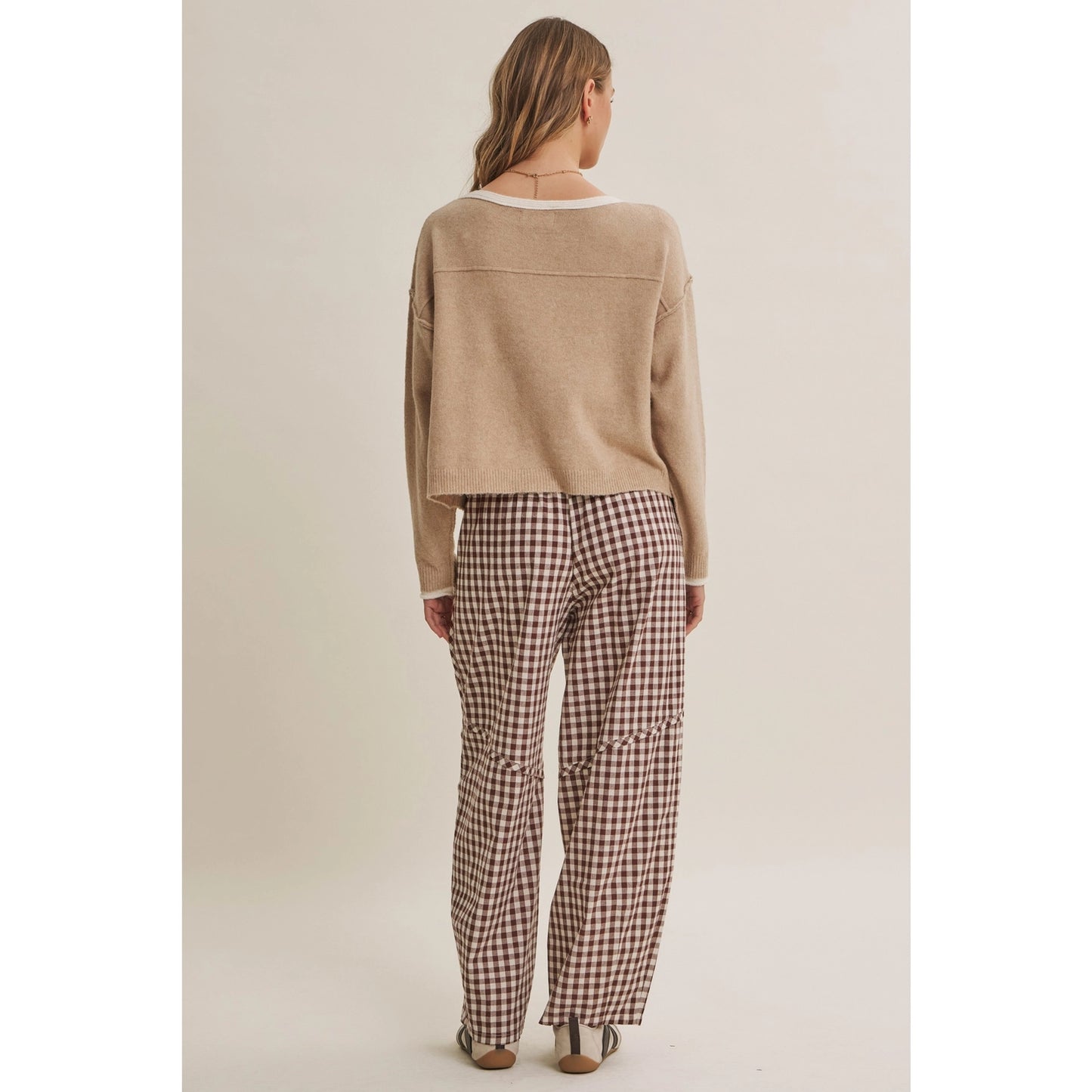 Easy Day Relaxed Gingham Cotton Barrel Leg Pants