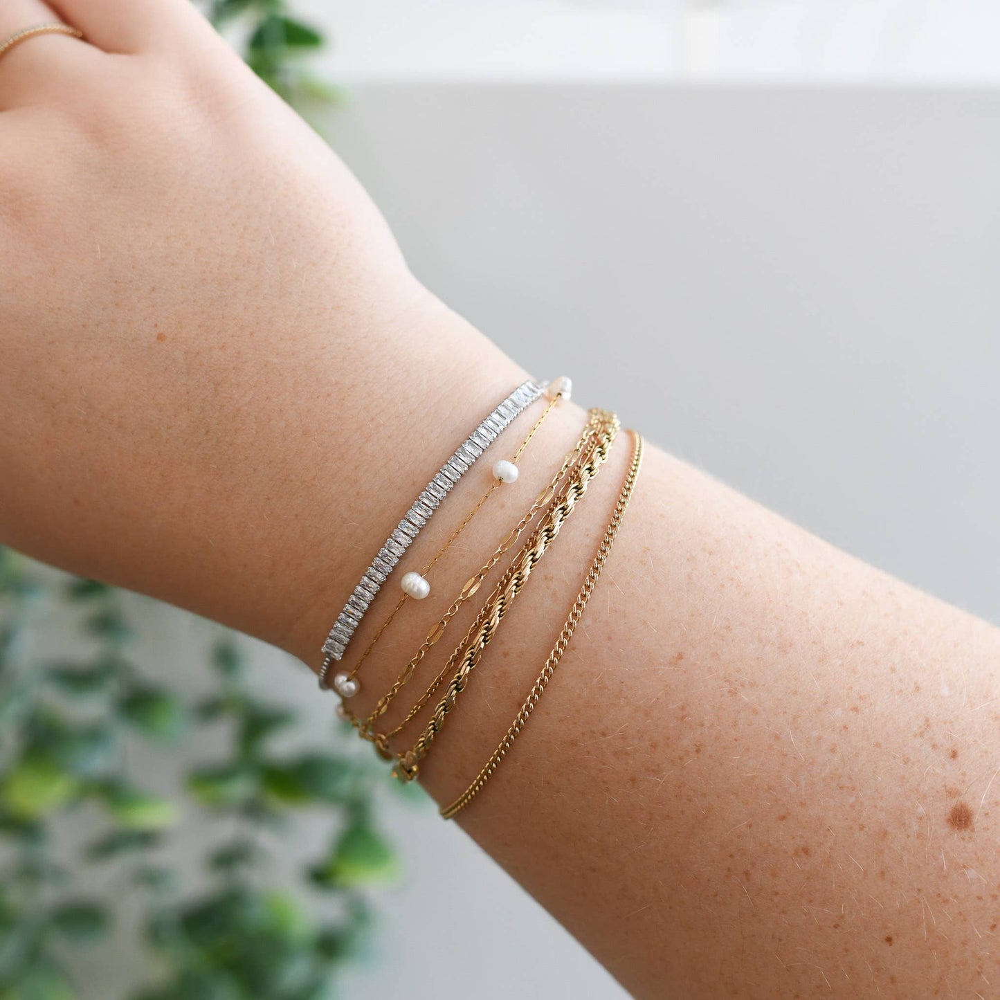 Nikki Smith Silver Baguette Crystal Slider Bracelet