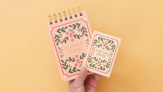 Floral Game Night Set of Playing Cards & Scorekeeping Notebook