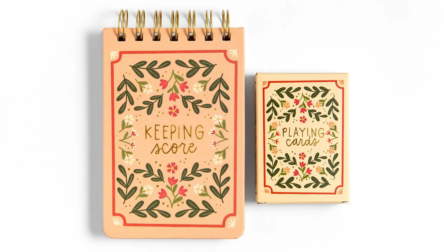 Floral Game Night Set of Playing Cards & Scorekeeping Notebook