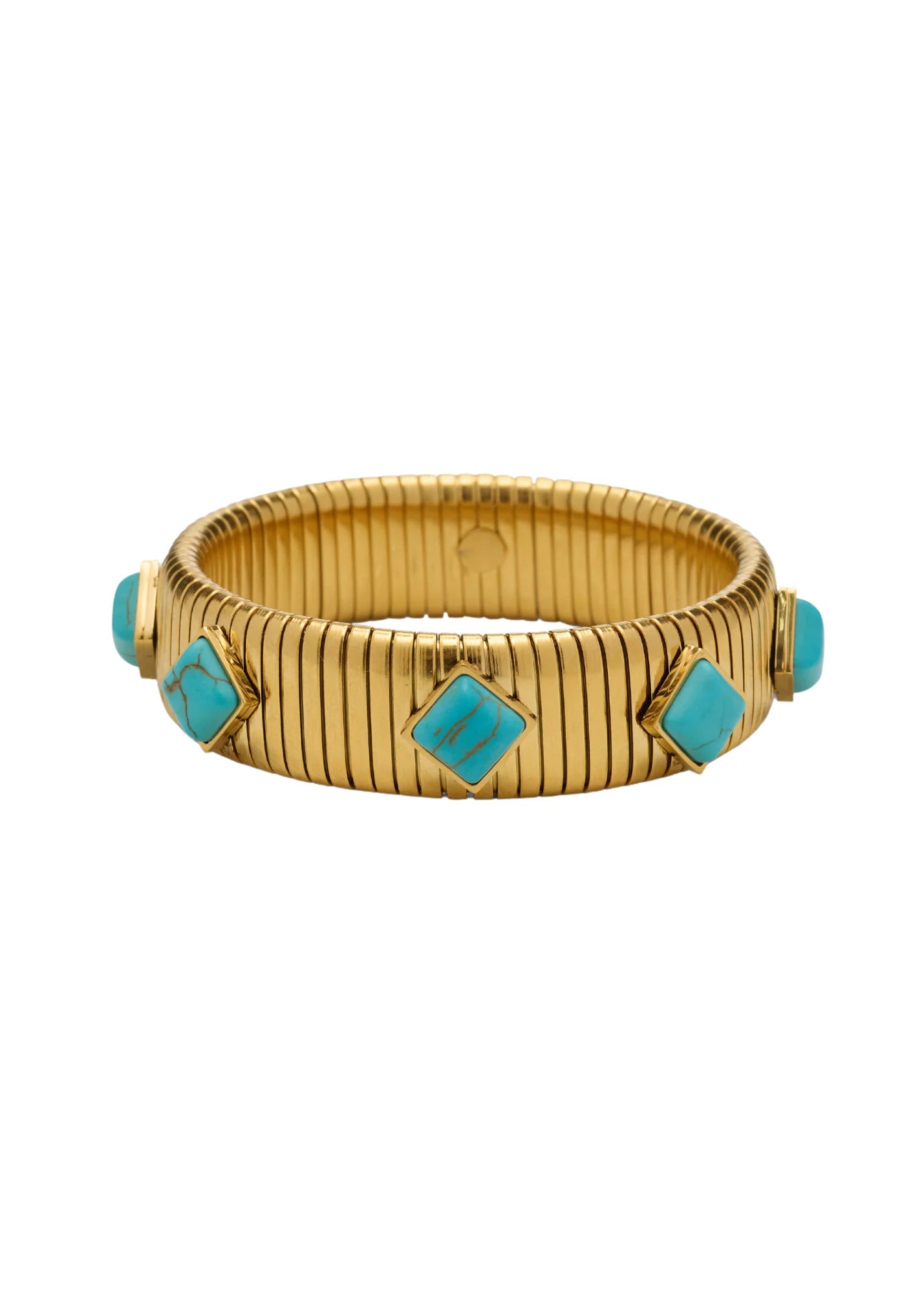 Gold Turquoise Tube Bracelet