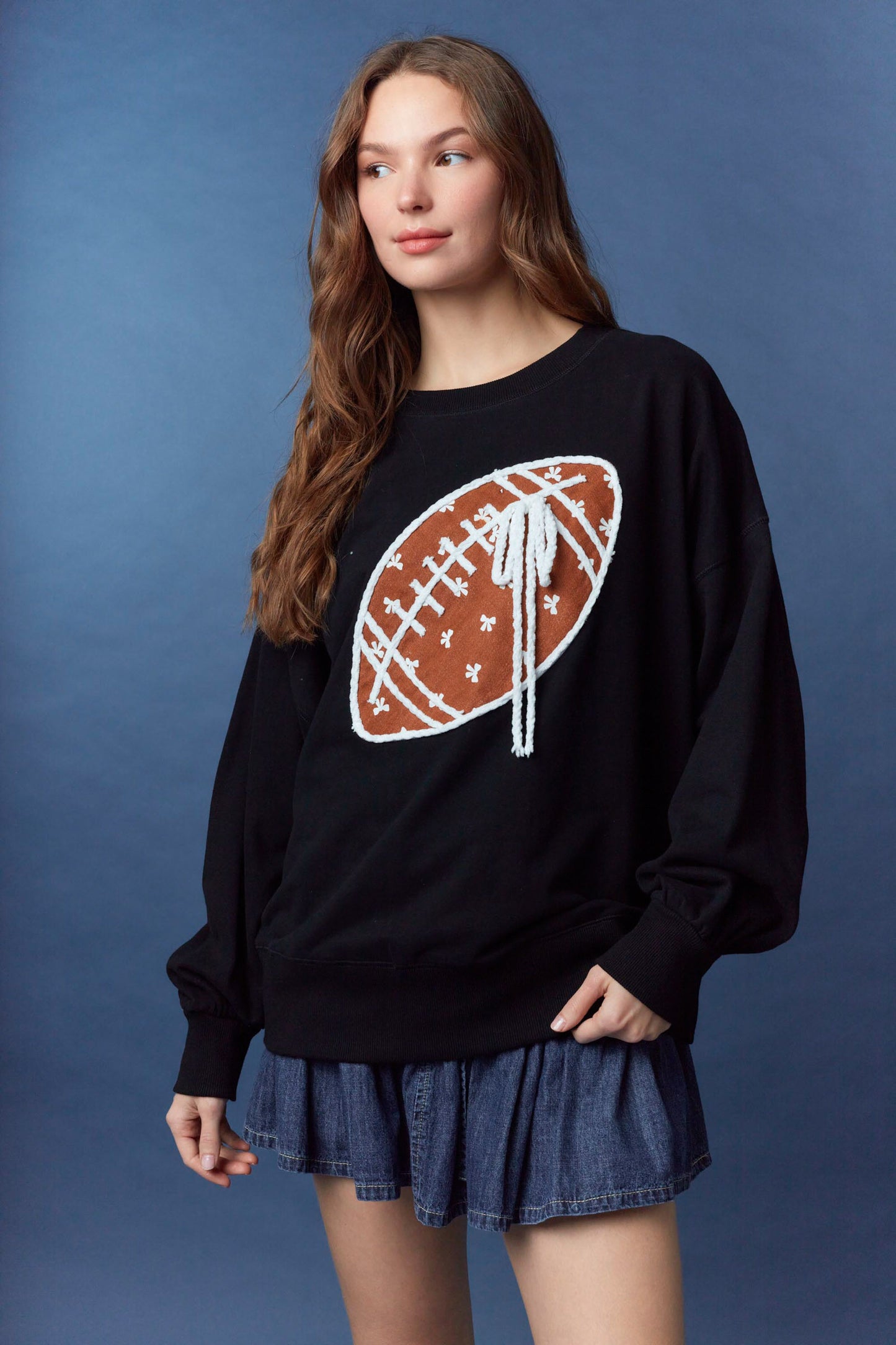 Bow Twill Football Sweatshirt