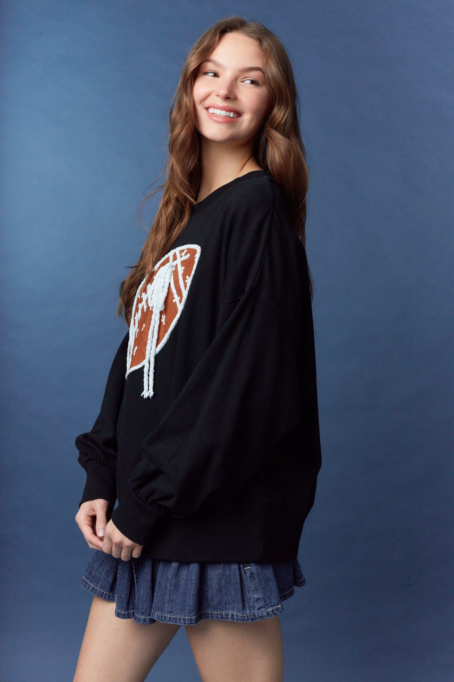 Bow Twill Football Sweatshirt