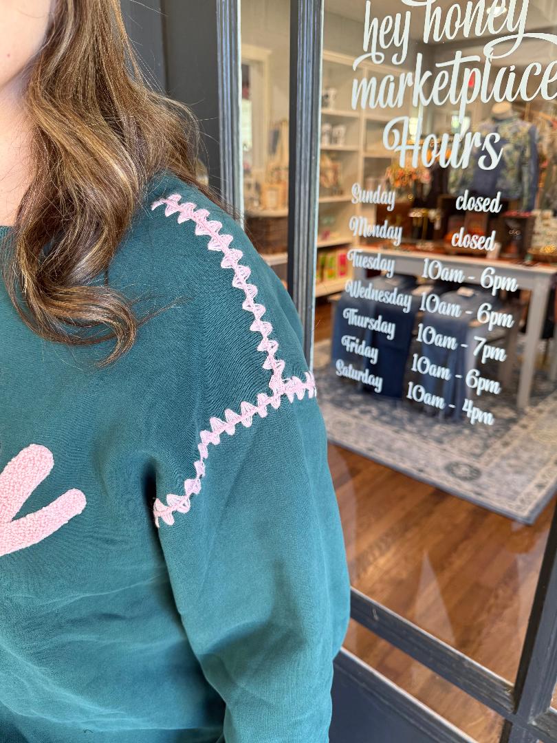 Jolly Sweatshirt Chenille Embroidery Detail