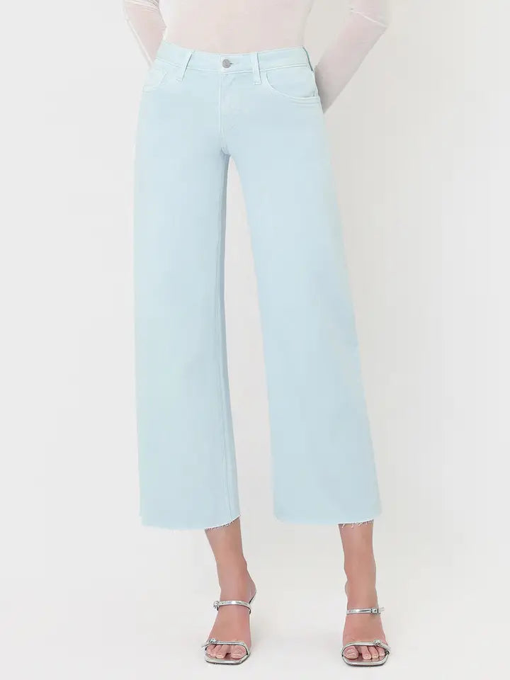 Vervet High Rise Sky Blue Crop Wide Leg Jeans