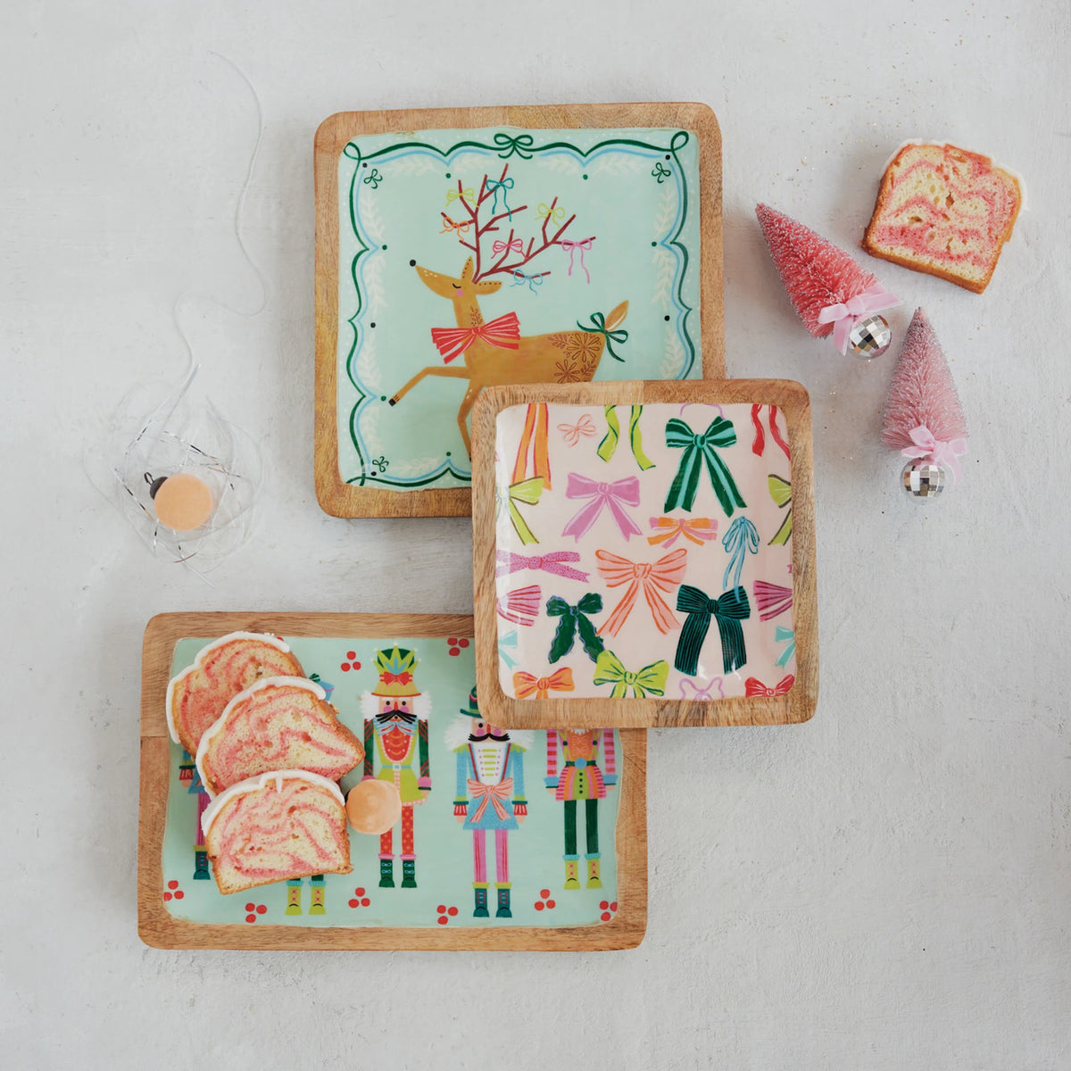 Nutcracker Enameled Mango Wood Tray