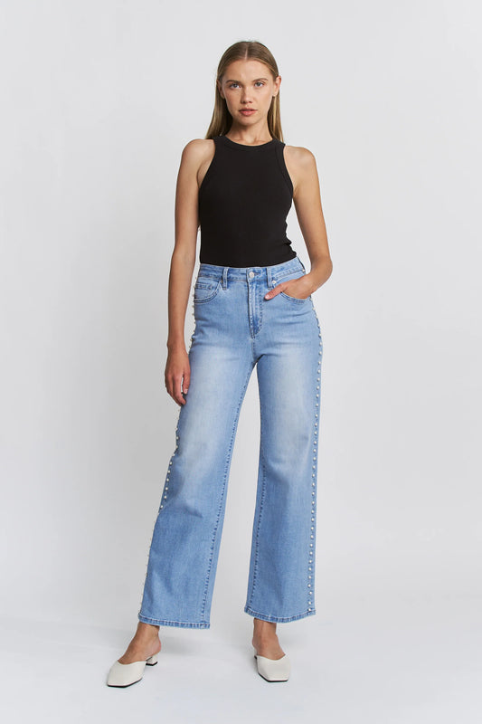 Mica High Rise Wide Leg Pearl Jeans