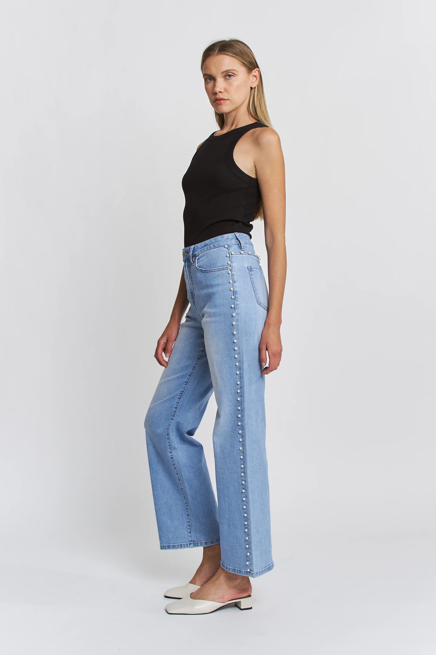 Mica High Rise Wide Leg Pearl Jeans