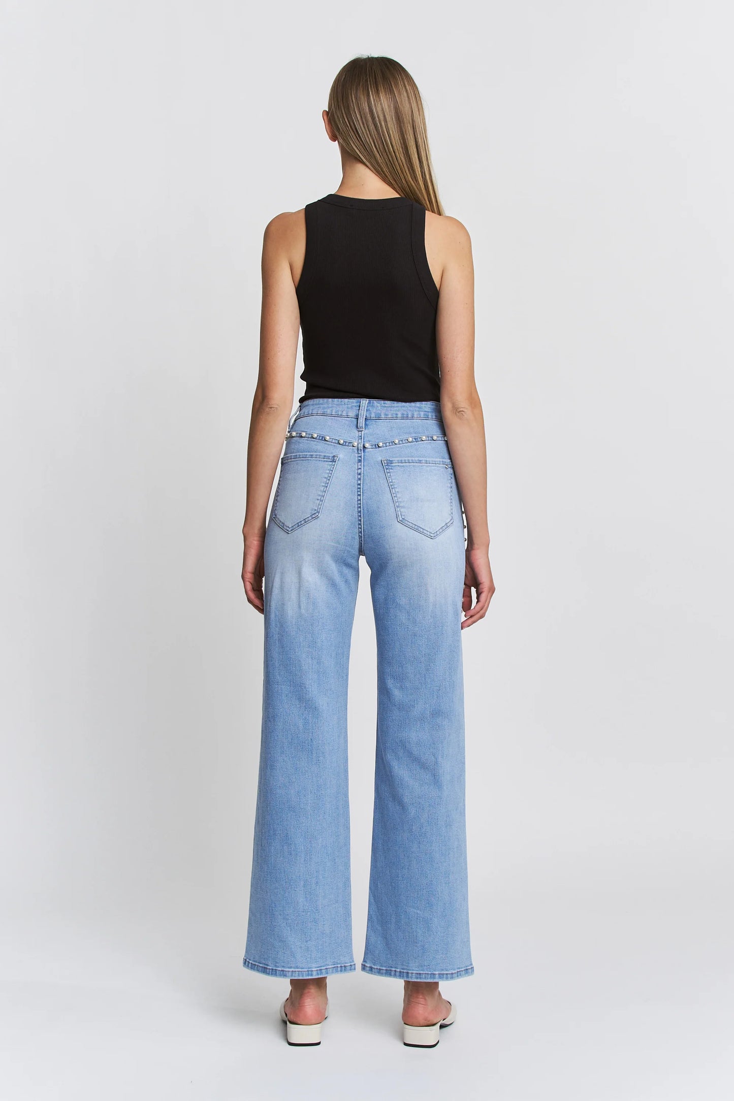 Mica High Rise Wide Leg Pearl Jeans