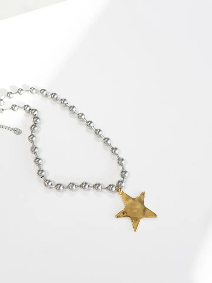 Barb and Star Necklace Mixed Metal