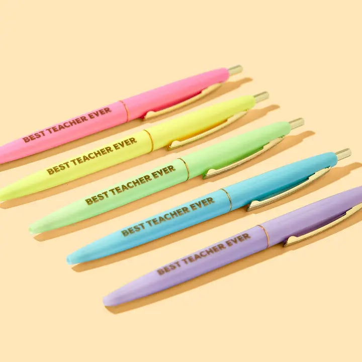 Pen Set - Motivational - "Best Teacher Ever" - 5 Piece Set