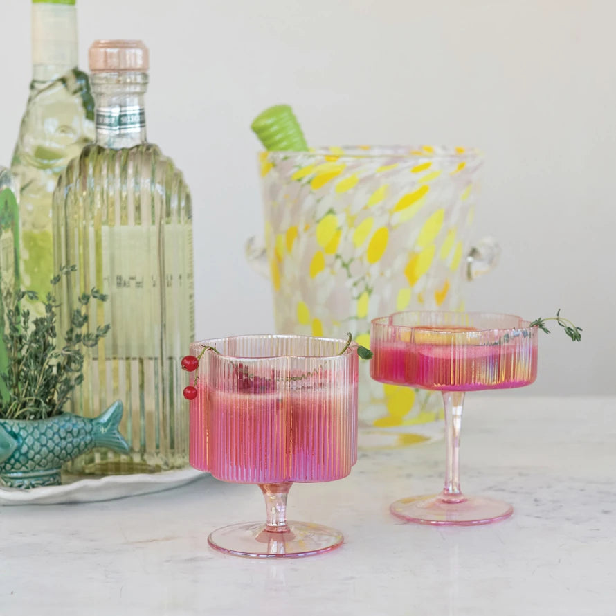 Hand-Blown Flower Shaped Wine Glass
