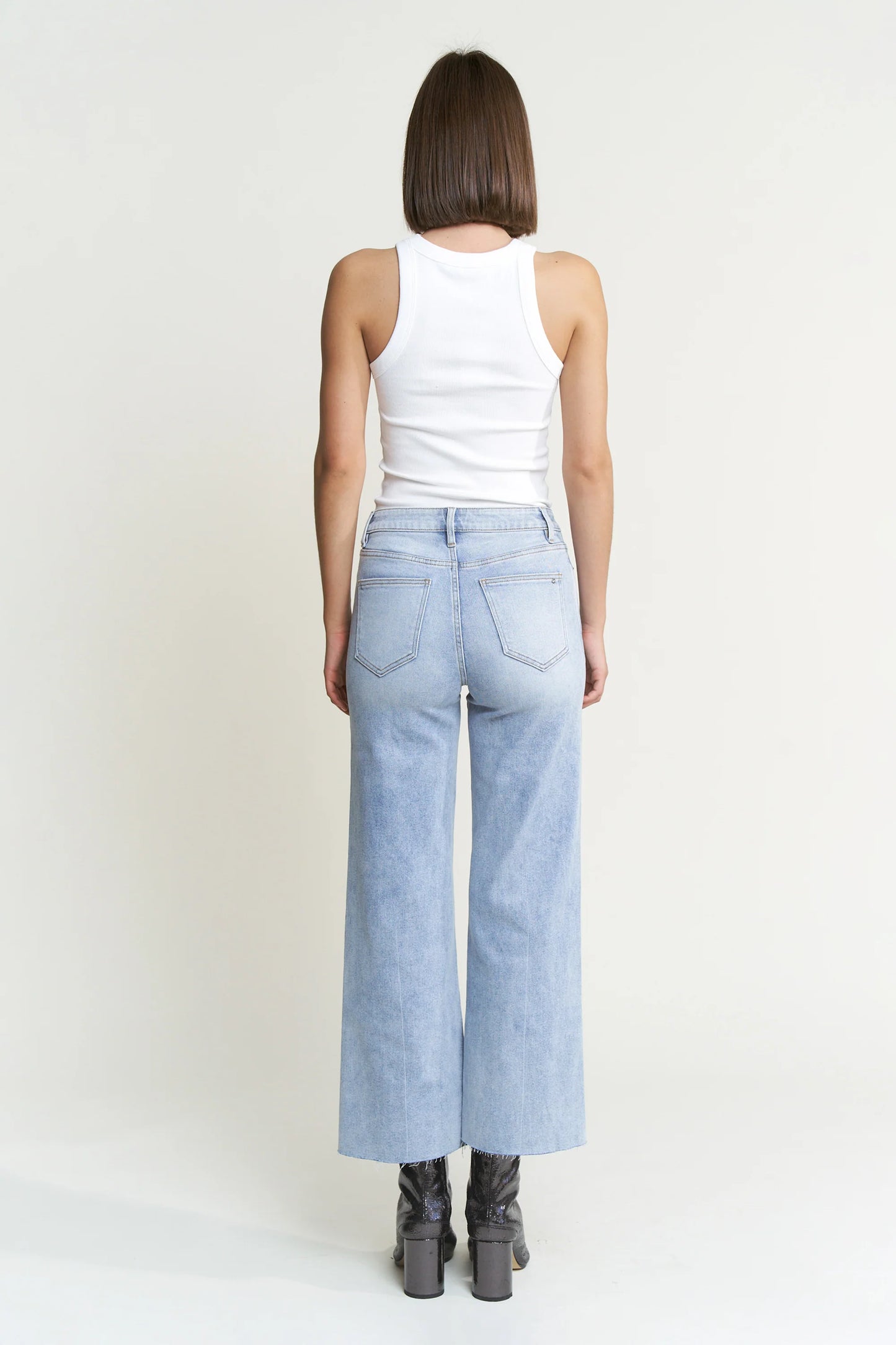 High Rise Wide Leg with Raw Hem