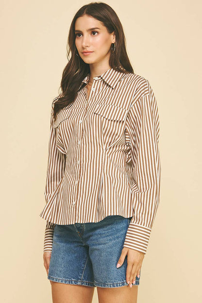 STRIPE TUCKED BUTTON DOWN SHIRTS - 6535T