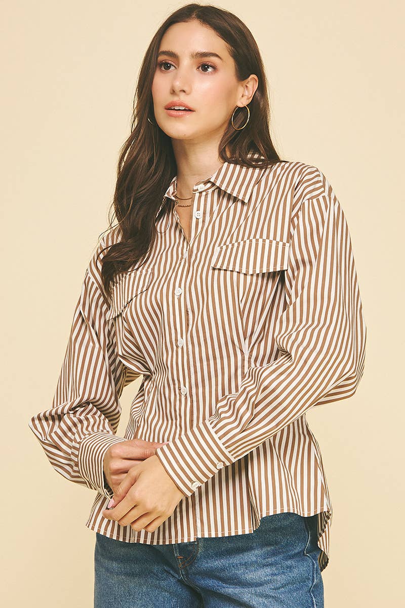 STRIPE TUCKED BUTTON DOWN SHIRTS - 6535T