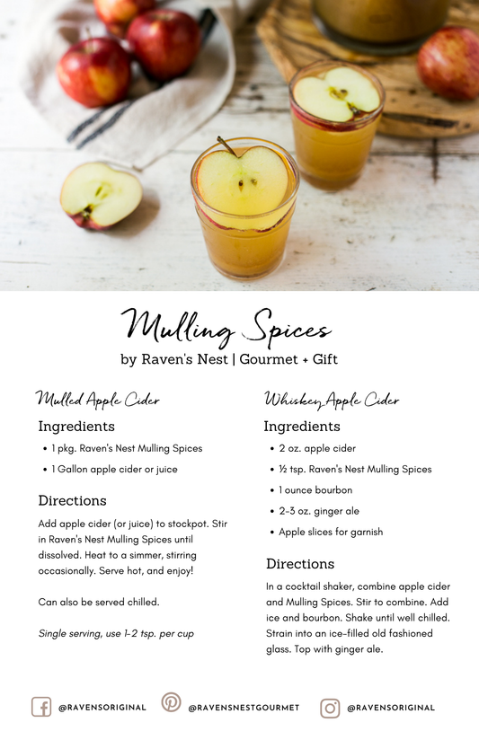 Recipe Cards for Mulling Spices - Fall