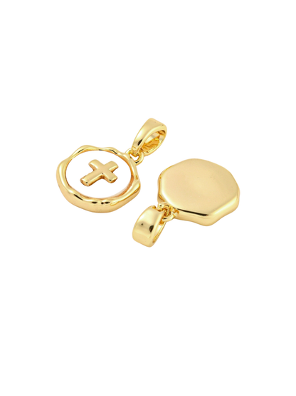 Gold Shell Cross Charm