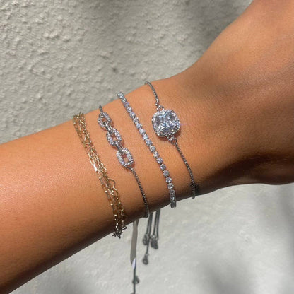 Nikki Smith Steph Silver Diamond Chain Slider Bracelet