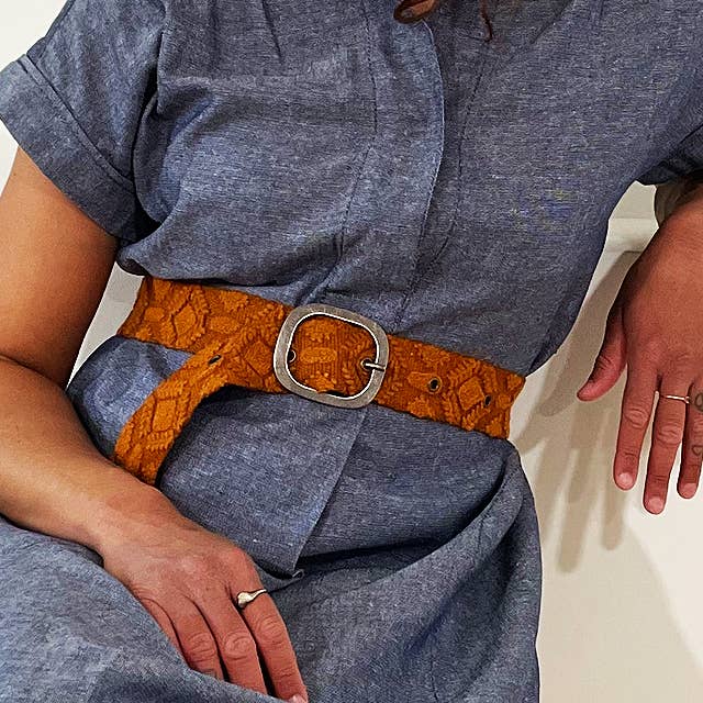 Jenny Krauss Terracotta Embroidered Wool Belt