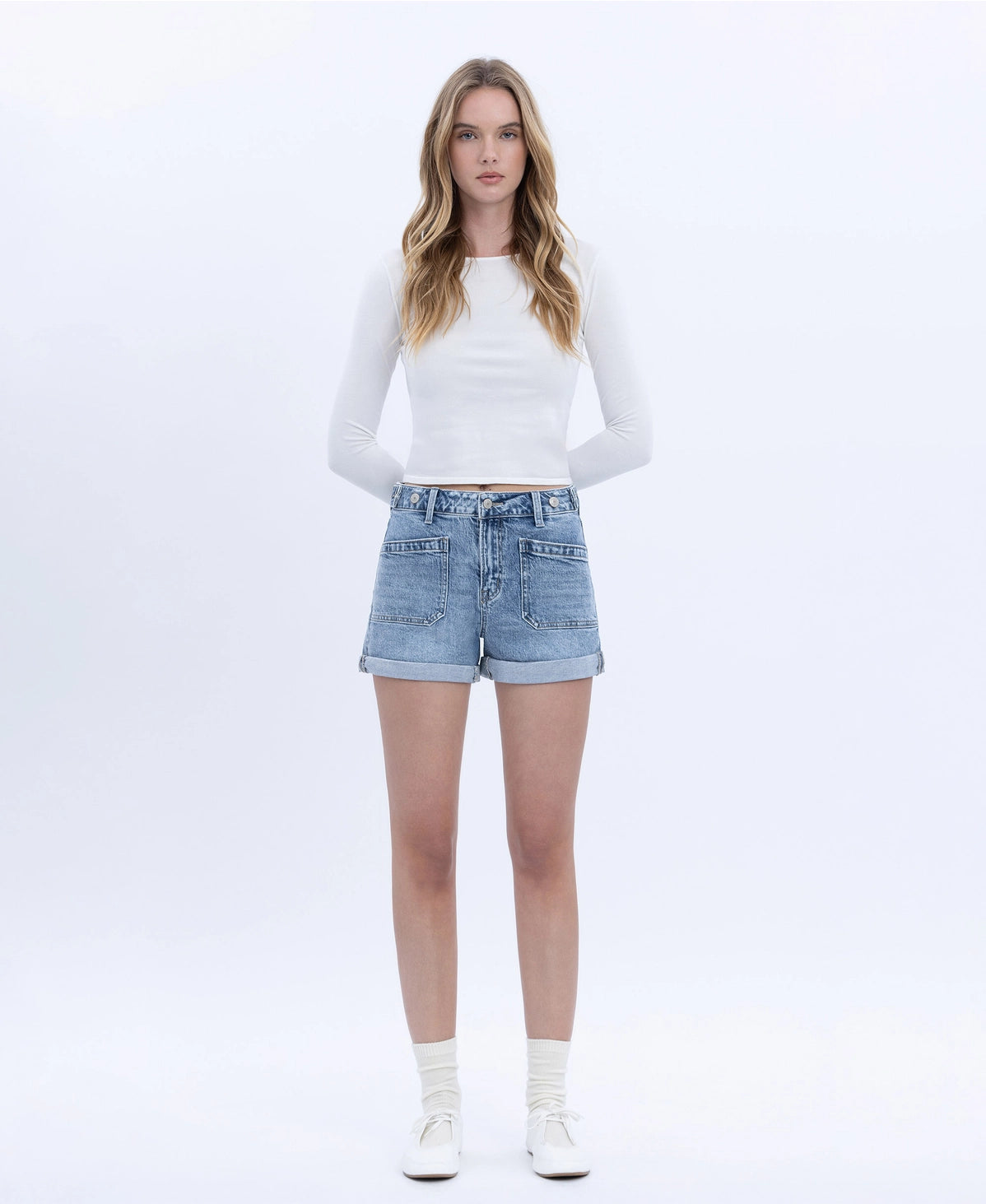 Vervet Rebecca  Tab High Rise Denim Shorts