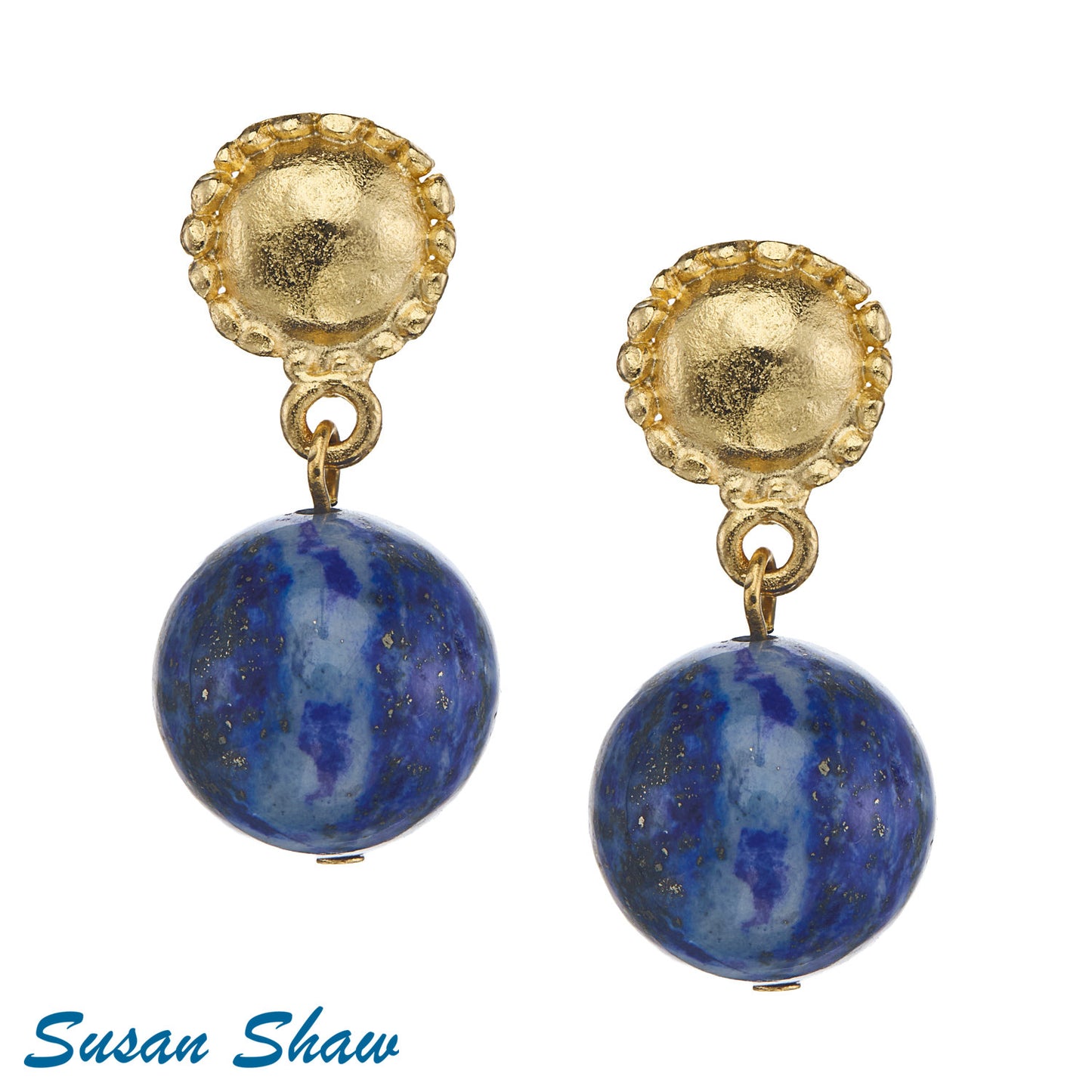 Susan Shaw Blue Lapis Drop Earrings